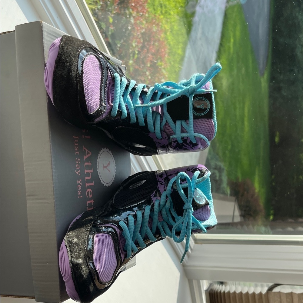 Vibrant Purple and Black Women's Wrestling Athletic Shoes by Yes! Athletics - Picture 9 of 13
